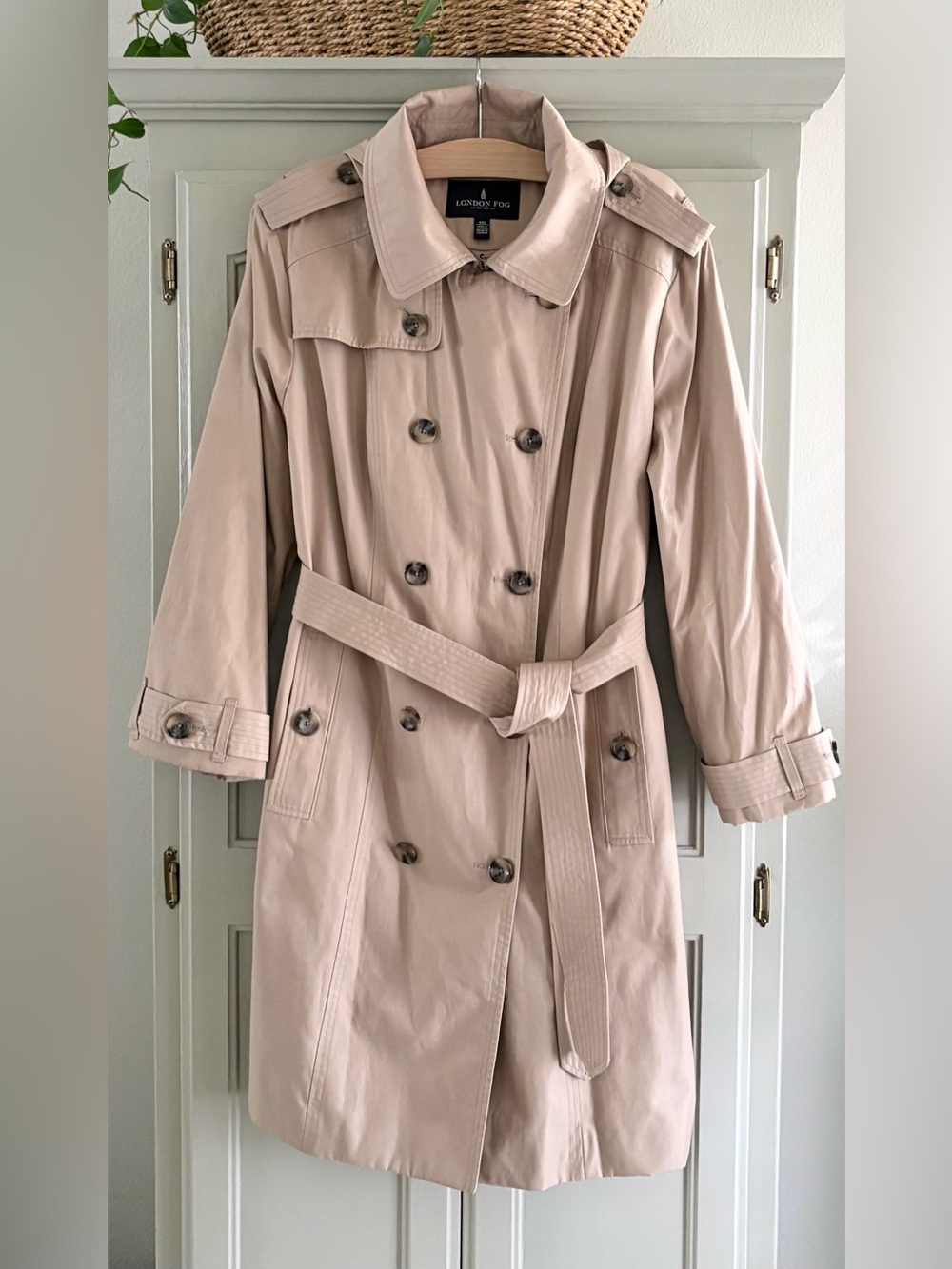 LONDON FOG Double Breasted Trench Coat w/ Removable Hood | British Khaki | XXL